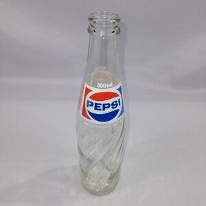 Pepsi-Cola 1970s Vintage 10.6 oz Clear Glass 9.5" Soda Pop Bottle